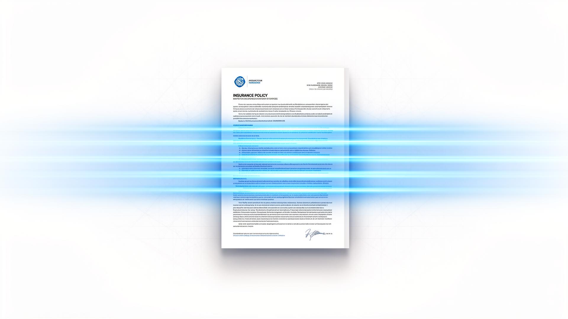 Insurance policy being scanned by AI